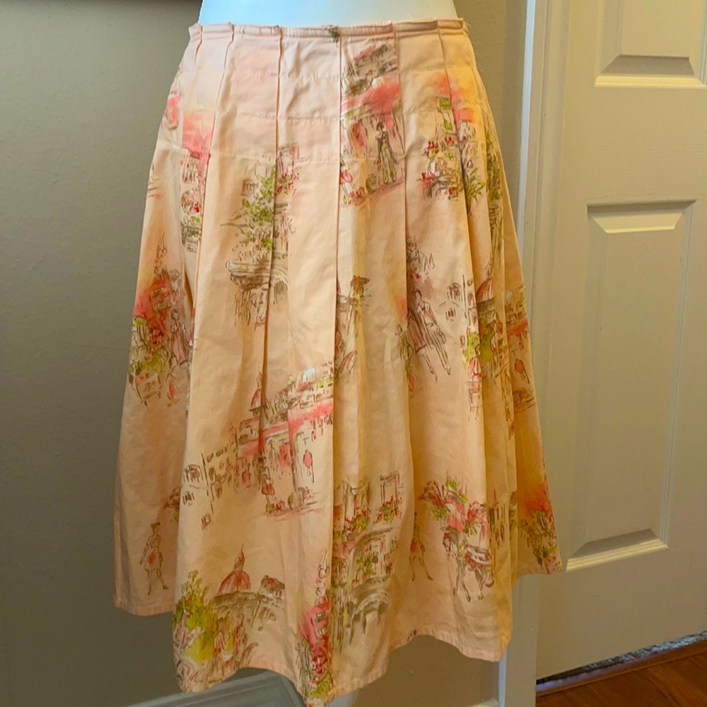 DKNY City Paris Pleated Cotton Skirt